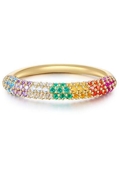 Glanzstücke München Silberring Ring Sterling Silber gelbgold Zirkonia bunt