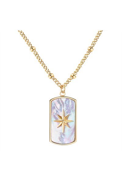 Valero Pearls Edelstahlhalskette Kette Edelstahl Gelbgold Perlmutt