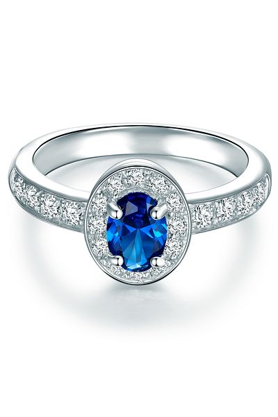 Trilani Silberring Ring Sterling Silber Zirkonia Blau Weiß