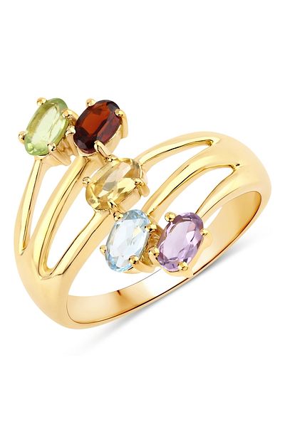 Rafaela Donata Edelsteinring Ring Sterling Silber Gelbvergoldet Edelsteine Multicolor