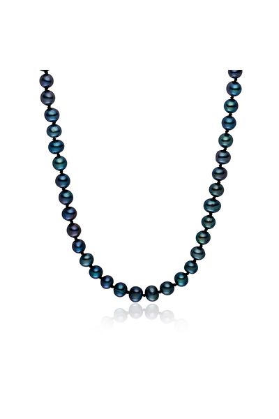Lulu & Jane Perlenhalskette Kette Süßwasser-Zuchtperle pfauenblau