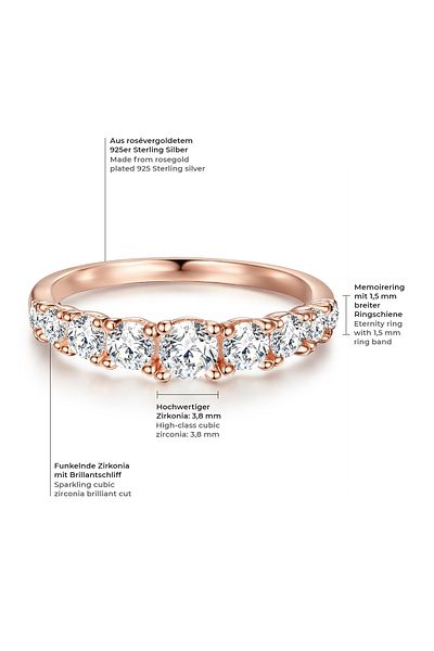 Trilani Silberring Ring Sterling Silber Roségold Zirkonia Weiß