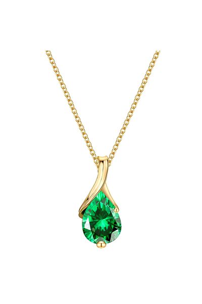 Rafaela Donata Silberhalskette Kette Mit Anhänger Sterling Silber Gelbgold Zirkonia Grün