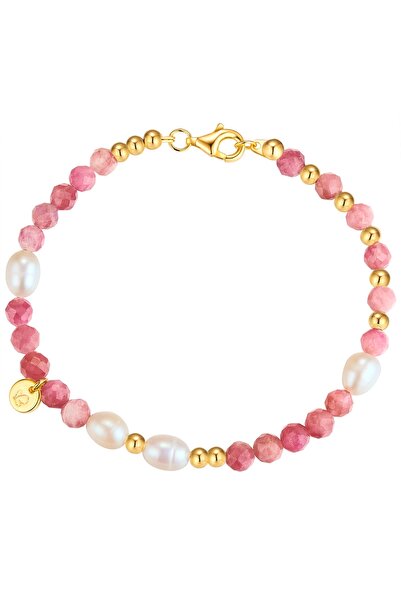 Glanzstücke München Edelsteinarmband Armband Sterling Silber gelbgold Süßwass...