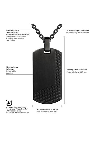 True Rebels Edelstahlhalskette Kette Mit Anhänger Edelstahl Schwarz
