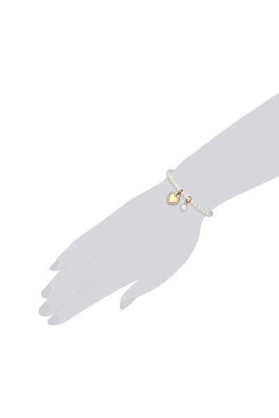 Lulu & Jane Perlenarmband Armband Gelbgold Muschelkernperle Weiß Zirkonia Weiß