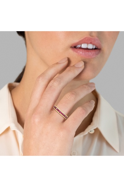 Rafaela Donata Edelsteinring Ring Sterling Silber gelbvergoldet Rhodolith rosa-rot