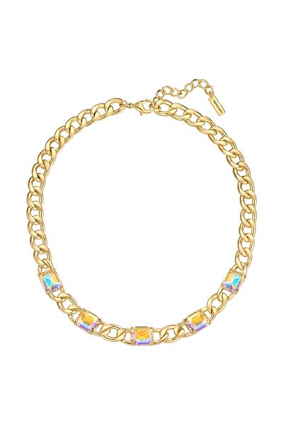 YOKOAMİİ Modeschmuckhalskette Kette Gelbgold Glas Weiß