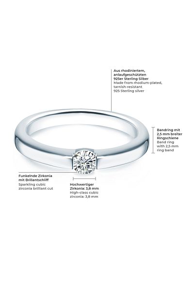 Trilani Silberring Ring Sterling Silber Zirkonia Weiß