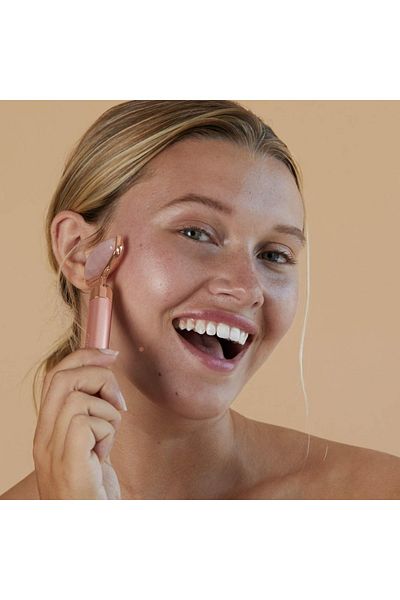 Skin Gym Rose Quartz Vibrating Face Massager Sculpt, Lift and Define Beauty Tool