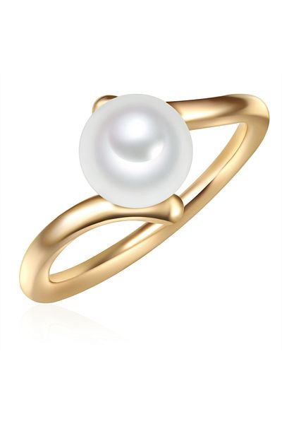 Valero Pearls Silberring Ring Sterling Silber Gelbgold Süßwasser-zuchtperle Weiß