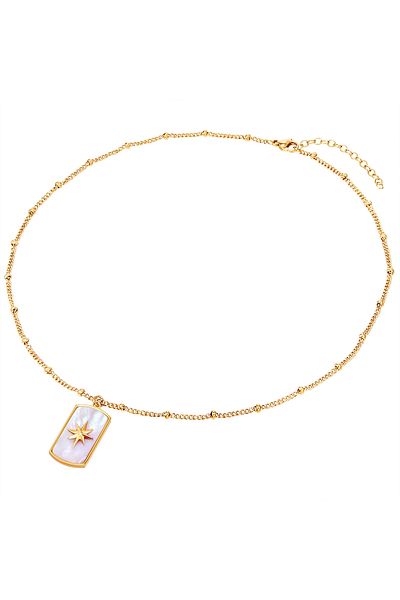 Valero Pearls Edelstahlhalskette Kette Edelstahl Gelbgold Perlmutt