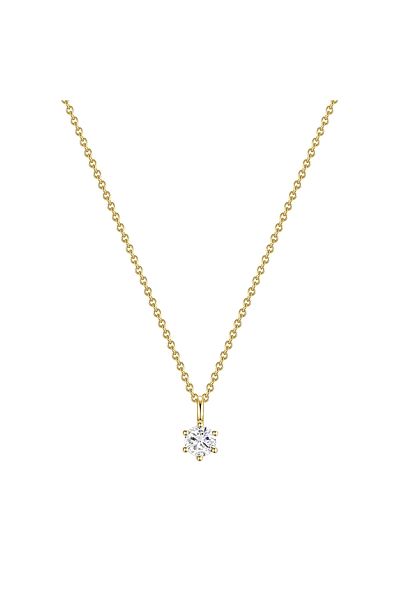 Glanzstücke München Silberhalskette Kette mit Anhänger Sterling Silber gelbgold Zirkonia weiß
