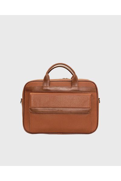 Alone Vegan Leather Briefcase with Laptop Compartment 16" & 17" 1017 Unisex Tan