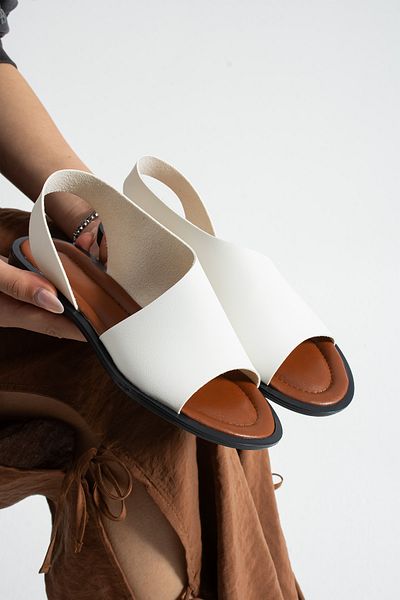 Moda Devrin White Open Babet Sandals Summer Shoes