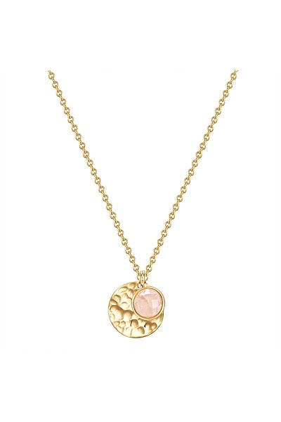 Glanzstücke München Silberhalskette Kette ve Anhänger Sterling Silber gelbgold Rosenquarz