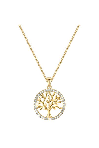 Rafaela Donata Silberhalskette Kette Mit Anhänger Sterling Silber Gelbgold Zirkonia Weiß