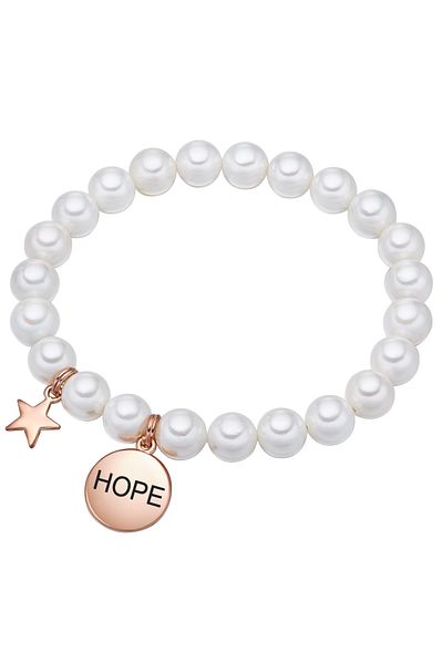 Lulu & Jane Perlenarmband Armband Roségold Muschelkernperle Weiß