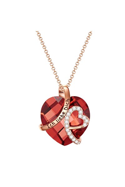 Rafaela Donata Modeschmuckhalskette Kette mit Anhänger Zirkonia weiß Glas rot