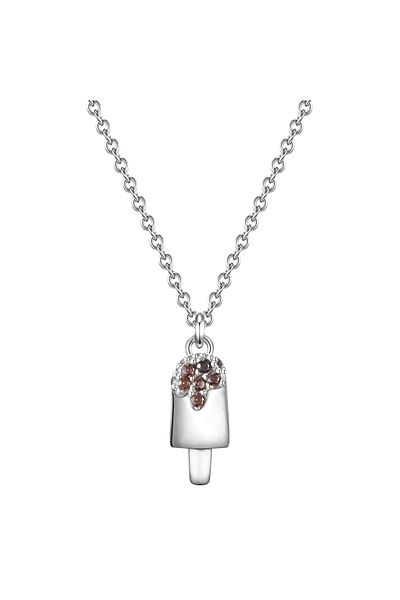 Glanzstücke München Silberhalskette Kette mit Anhänger Sterling Silber Zirkonia braun