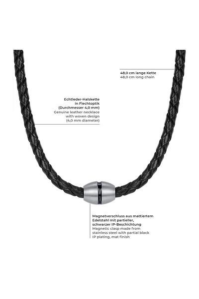 True Rebels Lederhalskette Kette Edelstahl