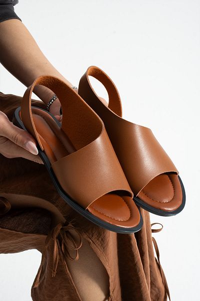 Moda Devrin Tan Open Ballerina Sandals Summer Shoes