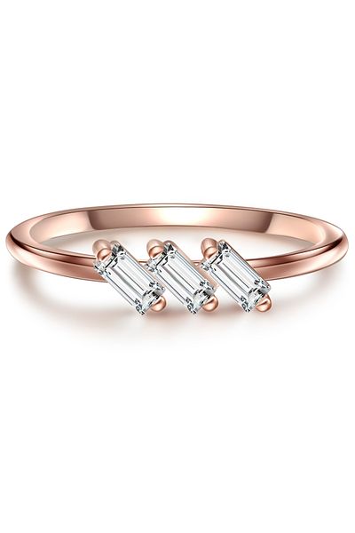 Glanzstücke München Silberring Yüzük Sterling Silber rosegold Bergkristall