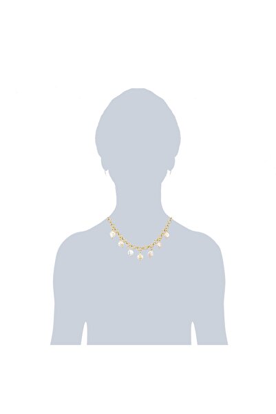 Lulu & Jane Modeschmuckhalskette Kette gelbgold Süßwasser-Zuchtperle weiß