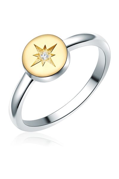 Lulu & Jane Diamantring Ring Sterling Silber Bi-color Diamant Weiß
