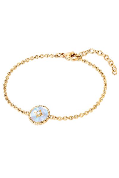 Valero Pearls Edelstahlarmband Armband Edelstahl gelbgold Perlmutt Preciosa weiß