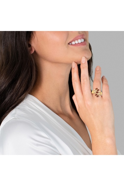 Rafaela Donata Edelsteinring Ring Sterling Silber gelbvergoldet Granat