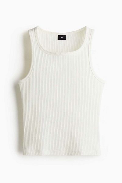 H&M بلوزة صدرية مضلعة بقصّة Slim Fit