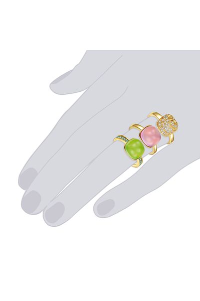 Lulu & Jane Modeschmuckring 3er Set Ringe Verziert Mit Kristallen Von Swarovski® Weiß Hellblau