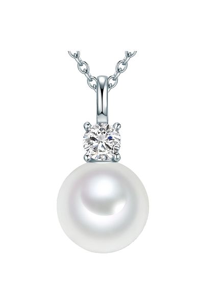 Lulu & Jane Silberhalskette Kette Mit Anhänger Sterling Silber Muschelkernperle Weiß Zirkonia Weiß