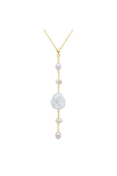 Valero Pearls Perlenhalskette Kette Mit Anhänger Sterling Silber Gelbgold Süßwasser-zuchtperlen Weiß Flieder
