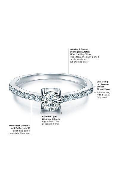 Trilani Silberring Ring Sterling Silber Zirkonia Weiß