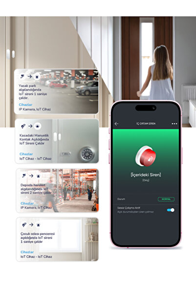 Hybrone Akıllı İç Ortam Siren, Uzaktan Kontrol, Ayarlanabilir Ses Süresi, Yangına Dayanıklı