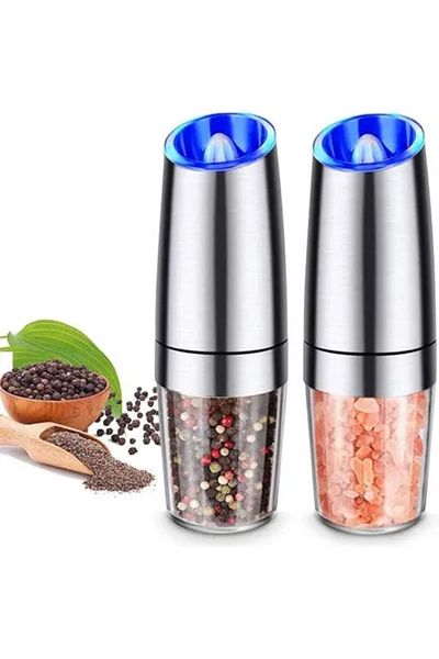 COOYA Gravity Electric Salt and Pepper Grinder Set, 2 Pack,Great for Traveling, Camping, Outdoor Cooking