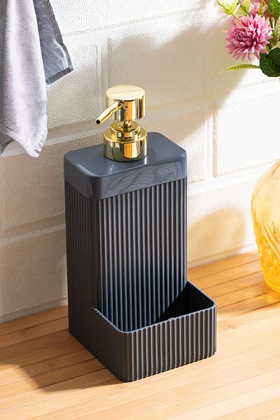 Perotti 13139 Lisbone Sponge Holder with Chamber Bathroom and Kitchen Liquid Soap Dispenser 550ml Anthracite
