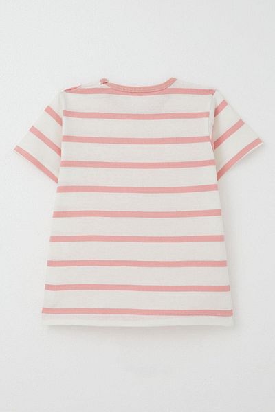 Breeze Girl's T-Shirt with Placket Stripes 1-4 Years, Ecru