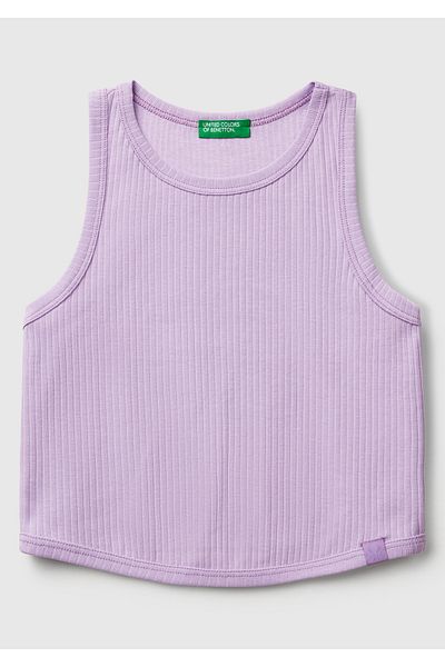 United Colors of Benetton Girl's Lilac Corded Crop Tank Top