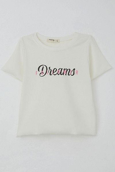 Breeze Κοριτσίστικο T-Shirt με στάμπα 8-14 ετών, εκρού