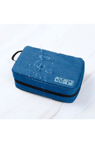 TECOS Textile travel bag for cosmetics, Tecos, 24*13*7.5 centimeters, with hanger, blue