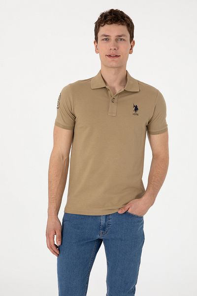 U.S. Polo Assn. Men's Slim Fit Polo Neck Khaki Basic T-Shirt 50305929-Vr027
