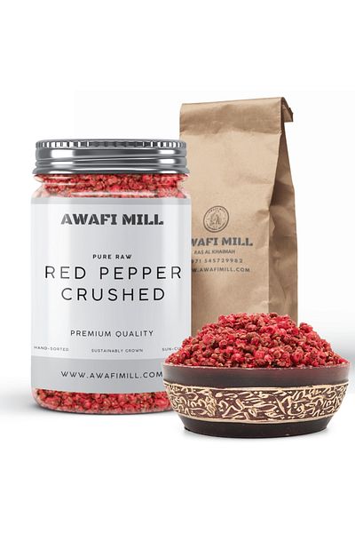 AWAFI MILL Red Peppercorn Crushed | Cracked Red Pepper - Bottle of 100 gram / 3.5 Oz