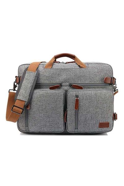 fulina 3 in 1 Laptop Backpack, 12 Pockets, Durable and Portable, Waterproof Canvas, Good for Travel, Gray