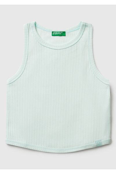 United Colors of Benetton Girl's Water Green Corded Crop Tank Top