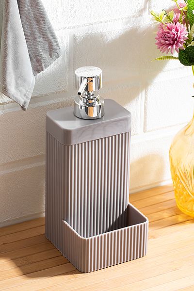 Perotti 13139 Lisbone Sponge Holder with Chamber Bathroom and Kitchen Liquid Soap Dispenser 550ml Taupe