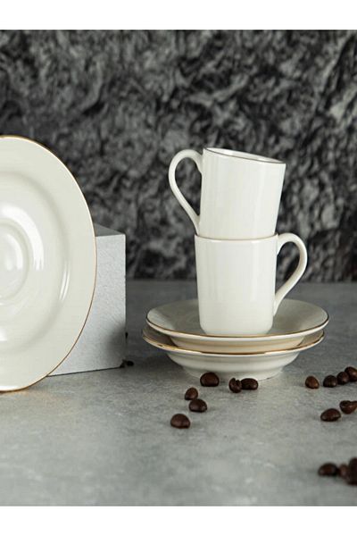 Tulü Porselen Elis Coffee Set 12 Pieces with Decoration