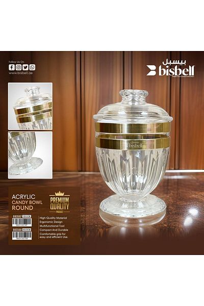 Bisbell Round Acrylic Candy Bowl,Jar,Storage Container,Box,BB3567